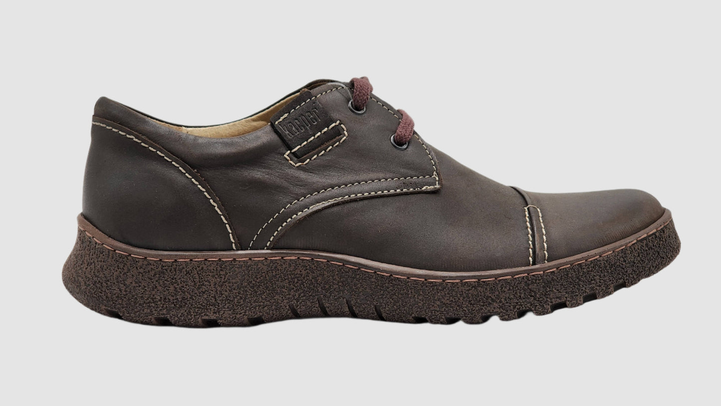 [Men's Rugged Dark Brown Leather Shoes] - Kacper Global Shoes 