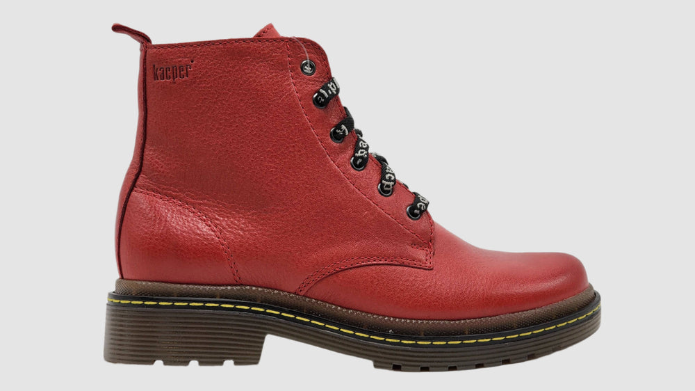 [Women's Premium Red Tumbled Leather Boots] - Kacper Global Shoes 