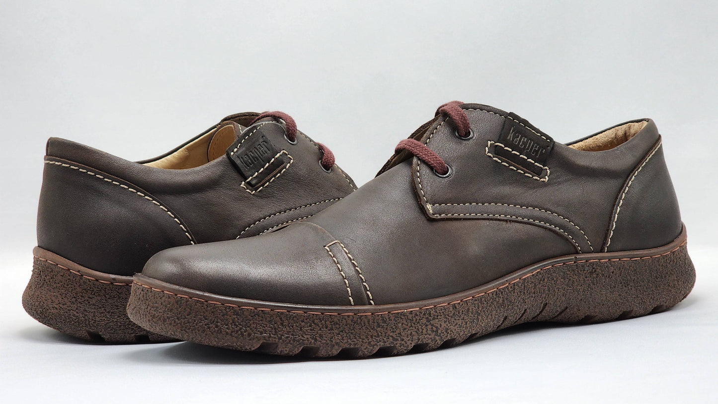 
                  
                    [Men's Rugged Dark Brown Leather Shoes] - Kacper Global Shoes 
                  
                