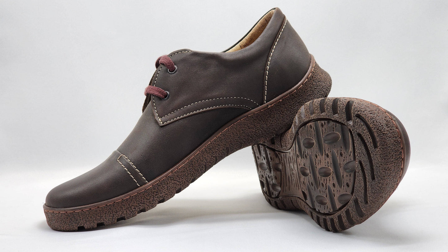 
                  
                    [Men's Rugged Dark Brown Leather Shoes] - Kacper Global Shoes 
                  
                