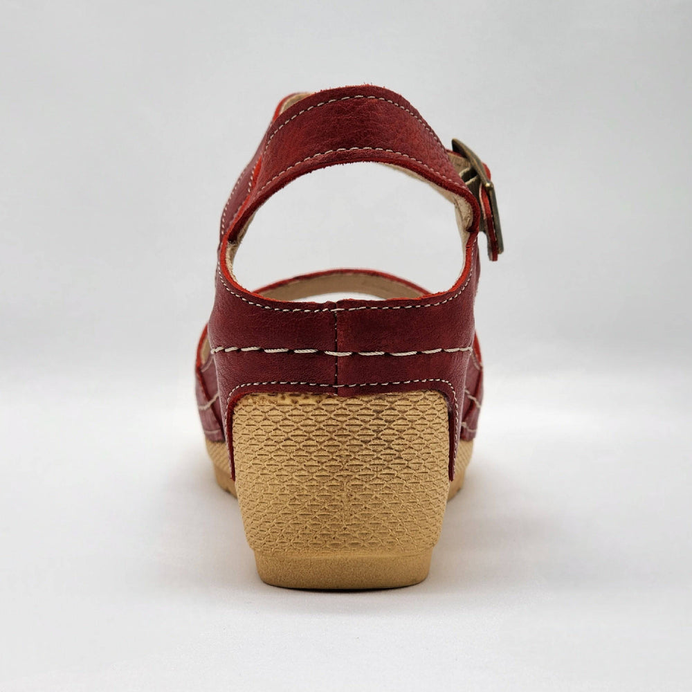 
                  
                    [Women's Red Leather Sandals] - Kacper Global Shoes 
                  
                