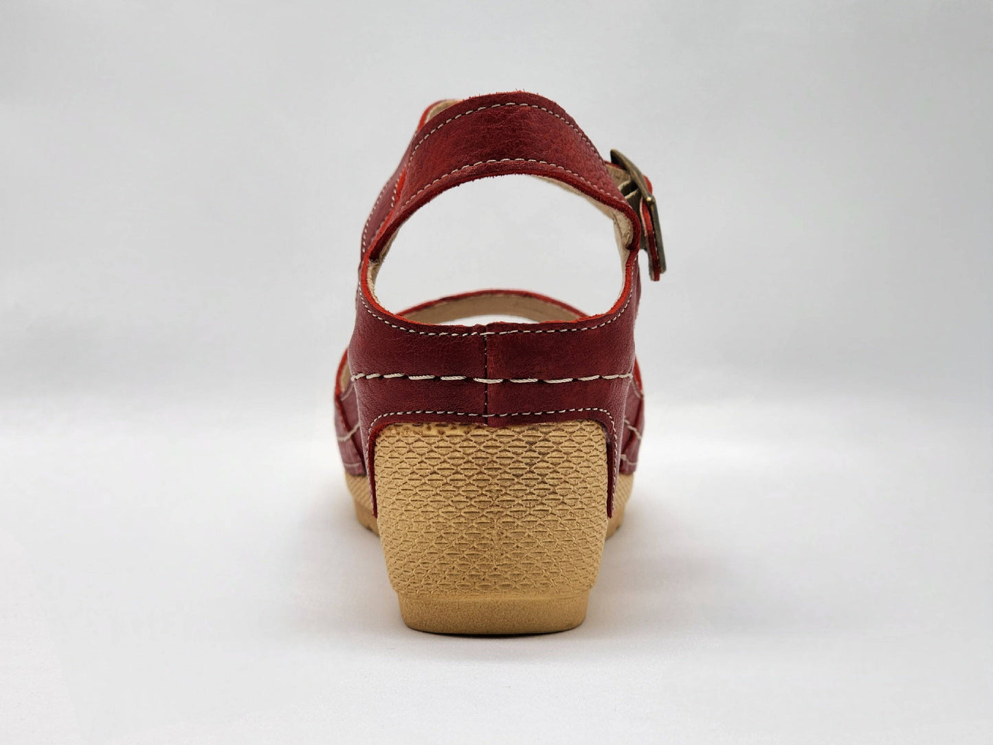 
                  
                    [Women's Red Leather Sandals] - Kacper Global Shoes 
                  
                