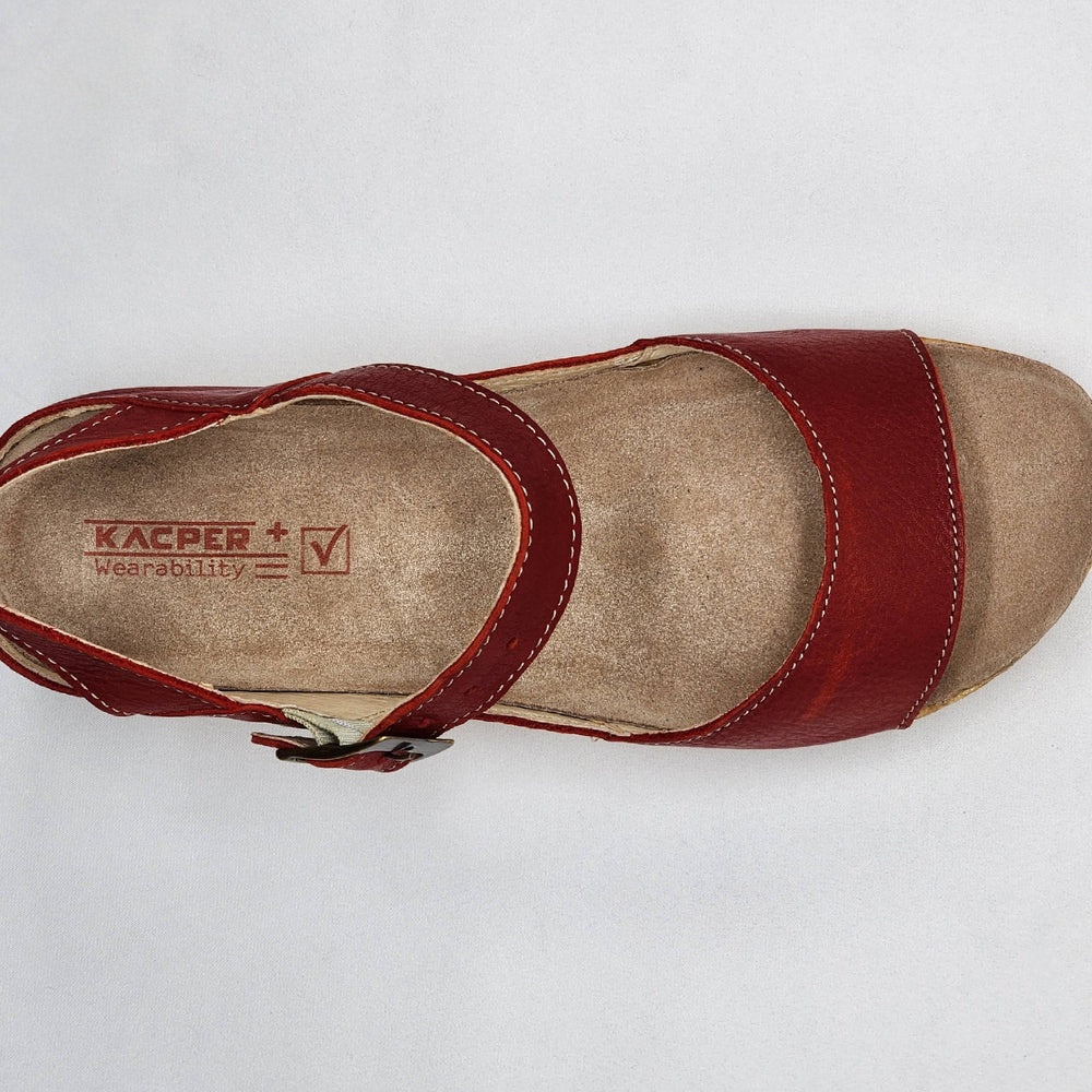 
                  
                    [Women's Red Leather Sandals] - Kacper Global Shoes 
                  
                