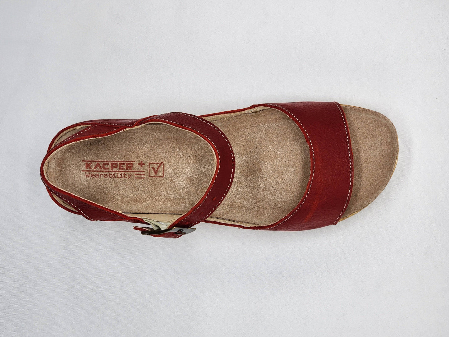 
                  
                    [Women's Red Leather Sandals] - Kacper Global Shoes 
                  
                