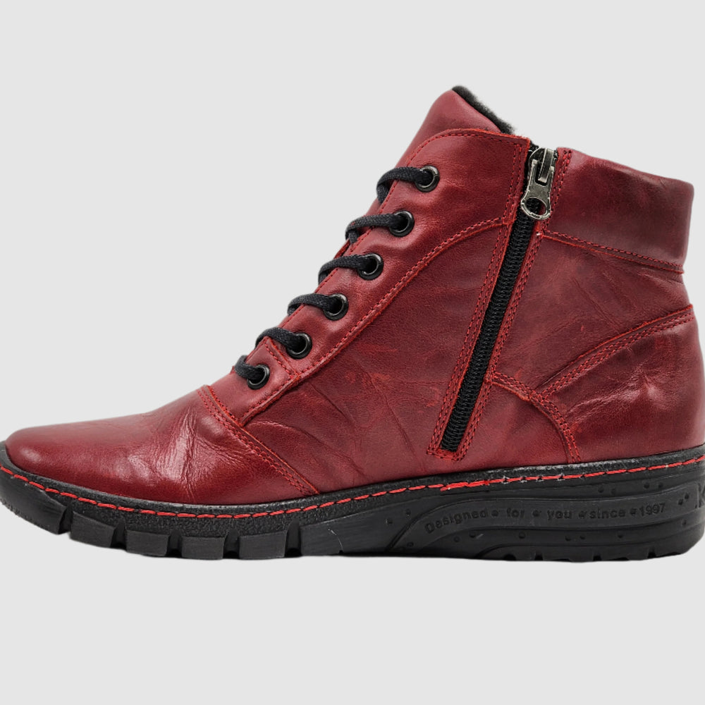 
                  
                    Women's Everyday Fur-Lined Zip-Up Leather Boots - Red
                  
                