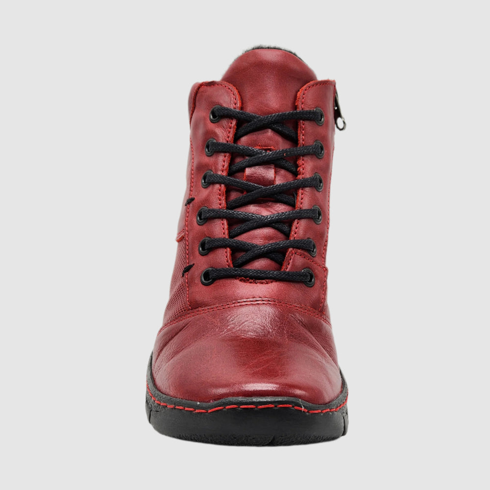 
                  
                    Women's Everyday Fur-Lined Zip-Up Leather Boots - Red
                  
                