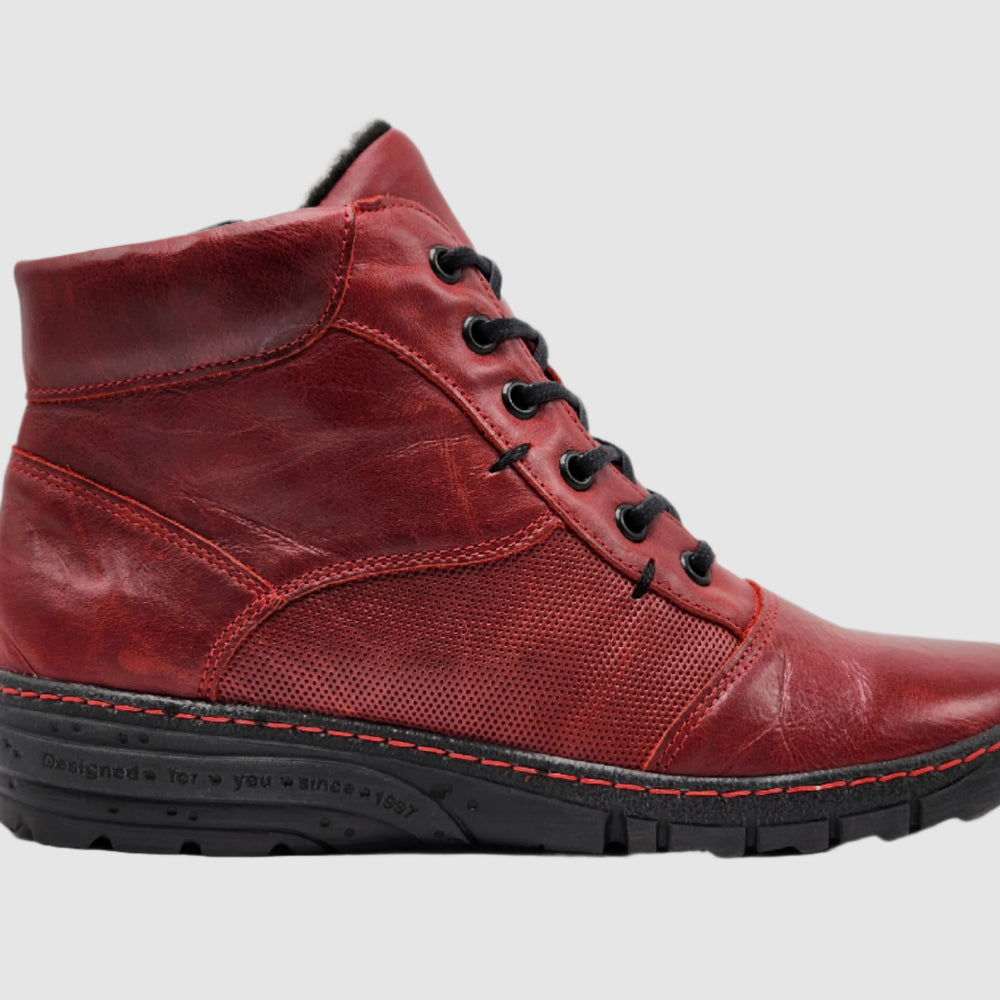 
                  
                    Women's Everyday Fur-Lined Zip-Up Leather Boots - Red
                  
                