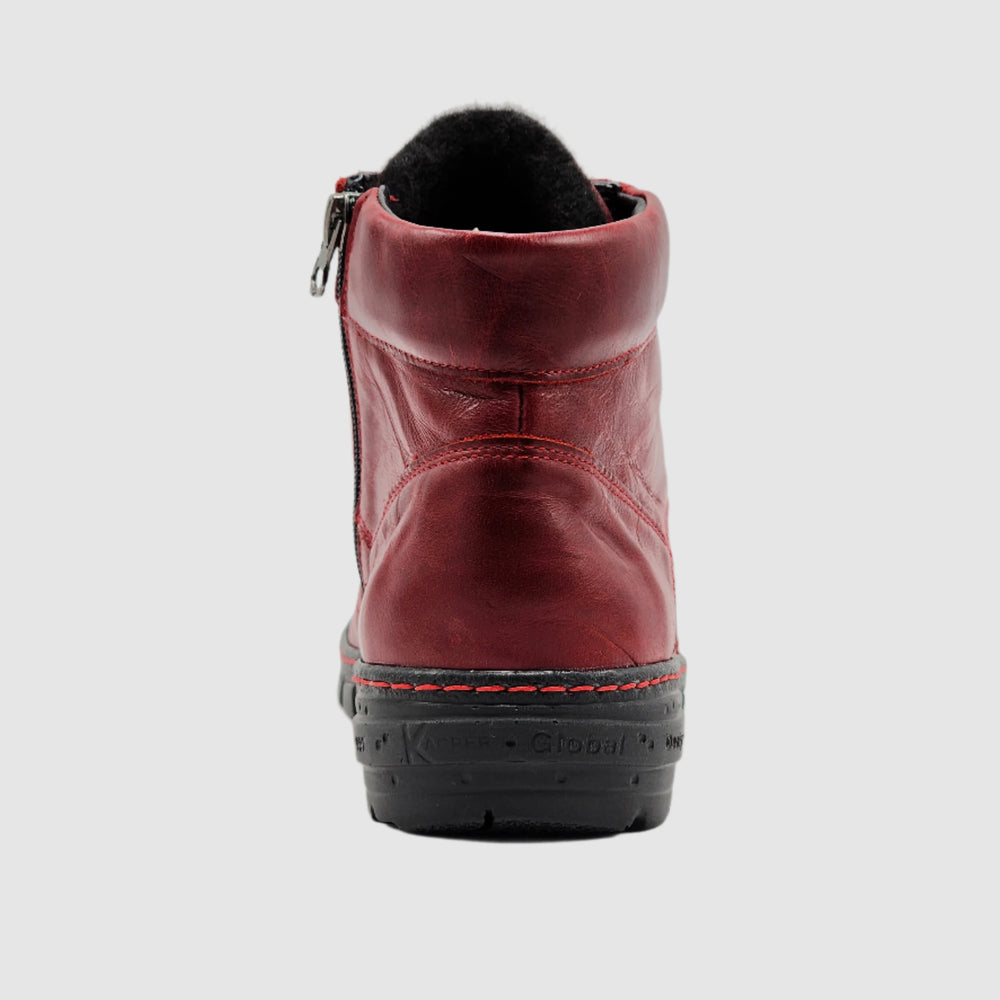 
                  
                    Women's Everyday Fur-Lined Zip-Up Leather Boots - Red
                  
                