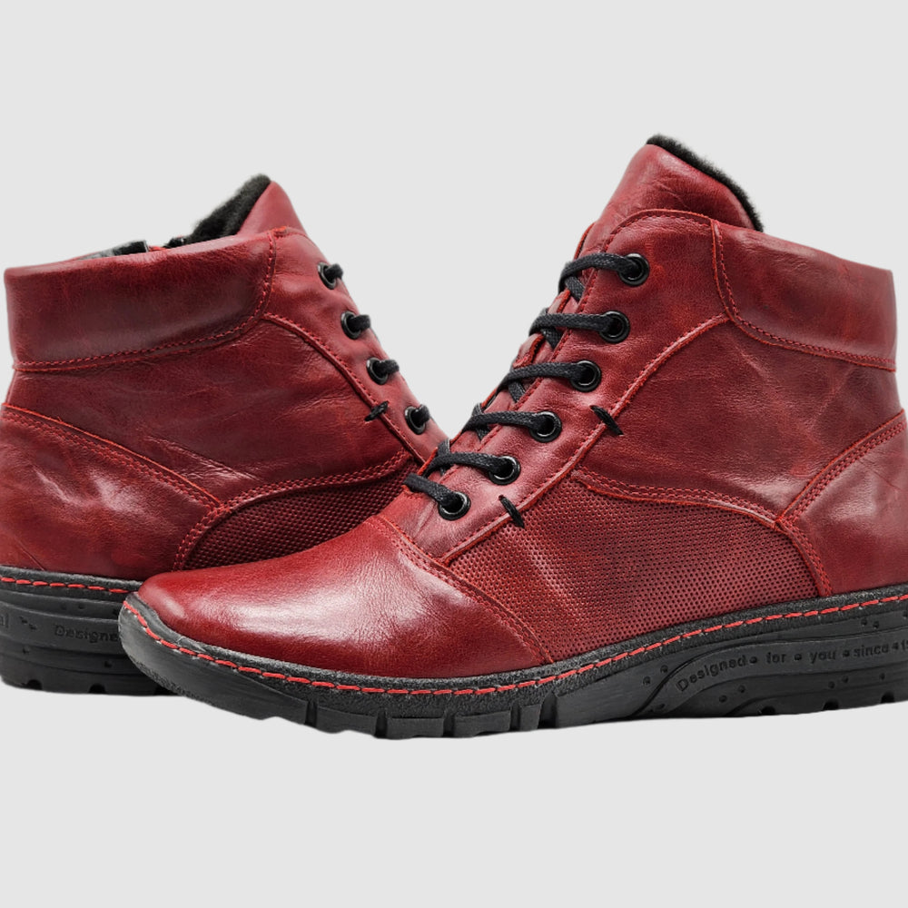 
                  
                    Women's Everyday Fur-Lined Zip-Up Leather Boots - Red
                  
                