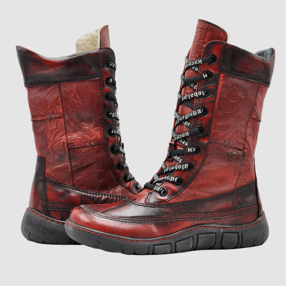 
                  
                    Women’s Original Tall Thick Wool-Lined Zip-Up Leather Boots - Red/Black
                  
                