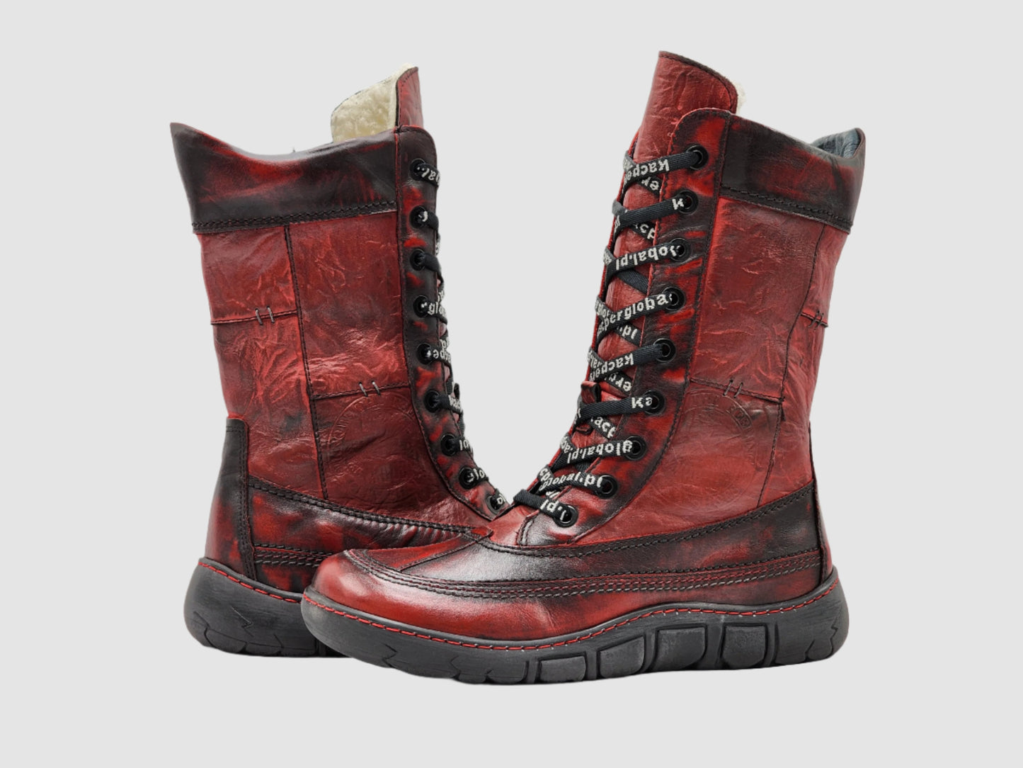 
                  
                    Women’s Original Tall Thick Wool-Lined Zip-Up Leather Boots - Red/Black
                  
                