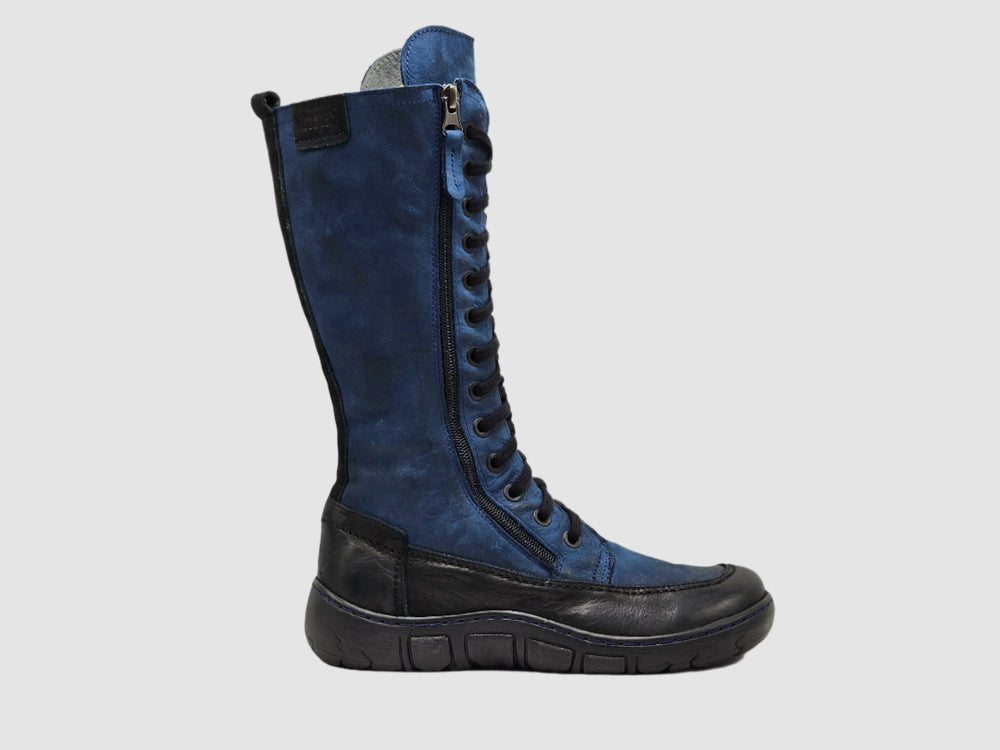 Women's Original Tall Thick Wool-Lined Zip-Up Leather Boots - Blue