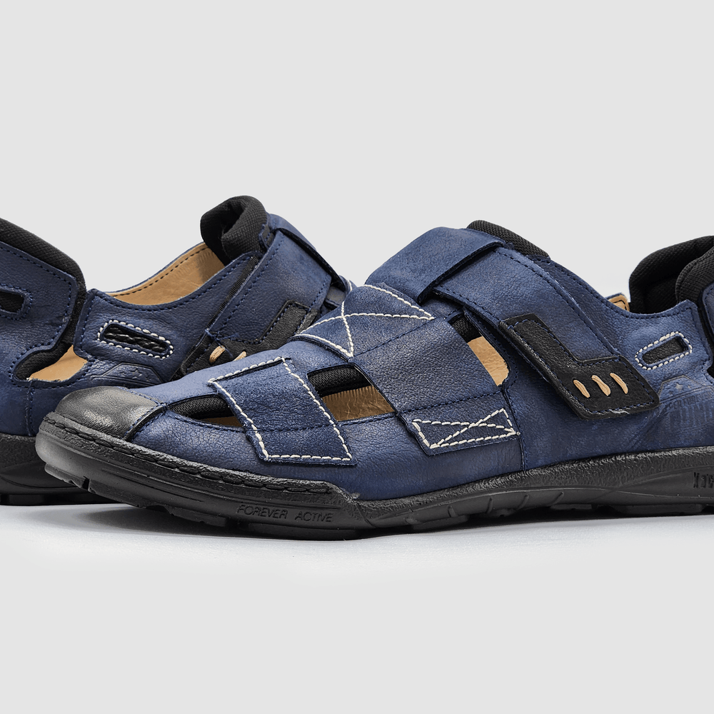 
                  
                    Men's Leather Sandals - Blue - Kacper Global Shoes 
                  
                