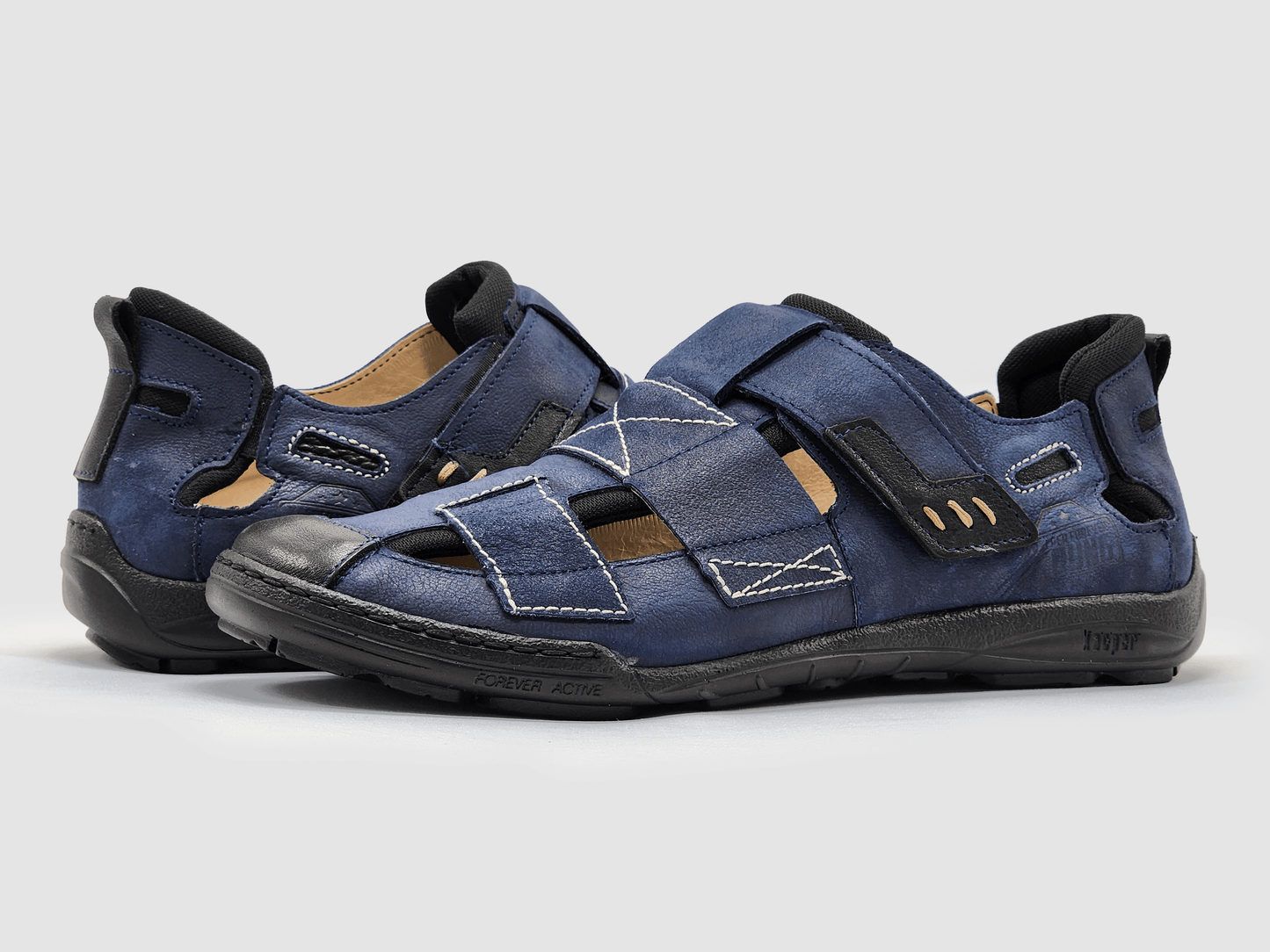 
                  
                    Men's Leather Sandals - Blue - Kacper Global Shoes 
                  
                