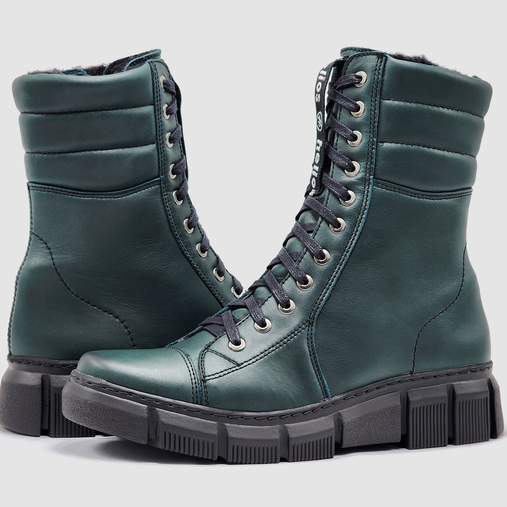 
                  
                    Women's Helios Medusa Wool Lined Leather Boots - Green
                  
                