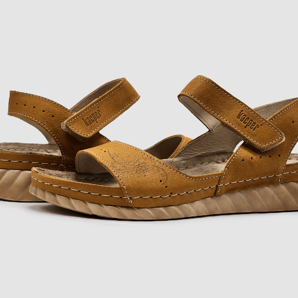 
                  
                    Women's Leather Sandals - Yellow - Kacper Global Shoes 
                  
                