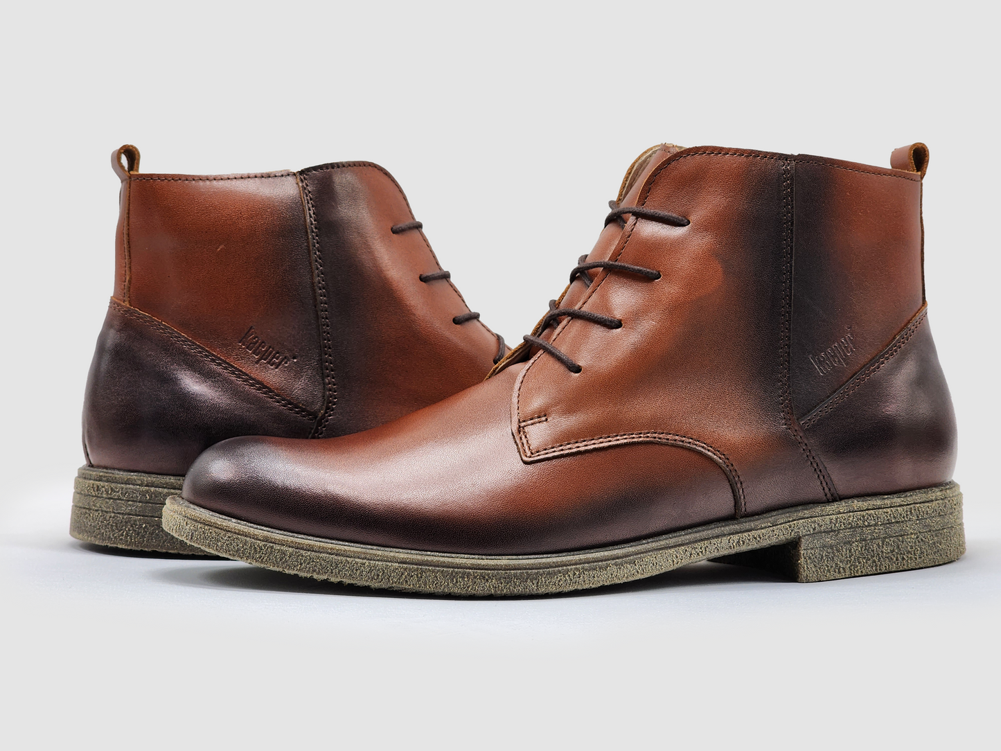 
                  
                    Men's Chukka Brown Zip-Up Leather Boots - Kacper Global Shoes 
                  
                