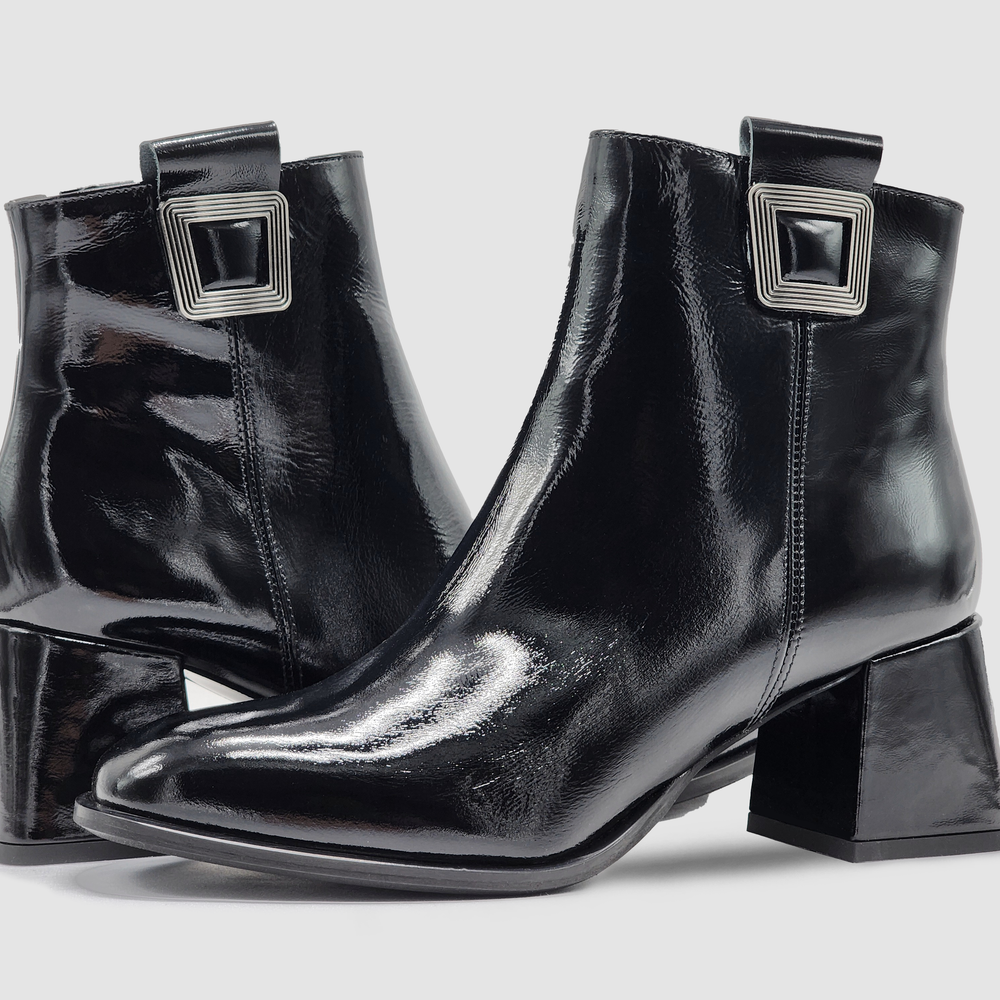 
                  
                    Women's AGA Karolina Leather Booties - Shiny Black
                  
                