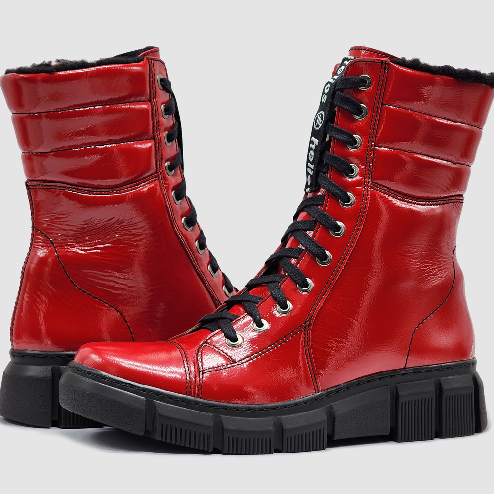 
                  
                    Women's Helios Medusa Wool-Lined Zip-Up Leather Boots - Red
                  
                