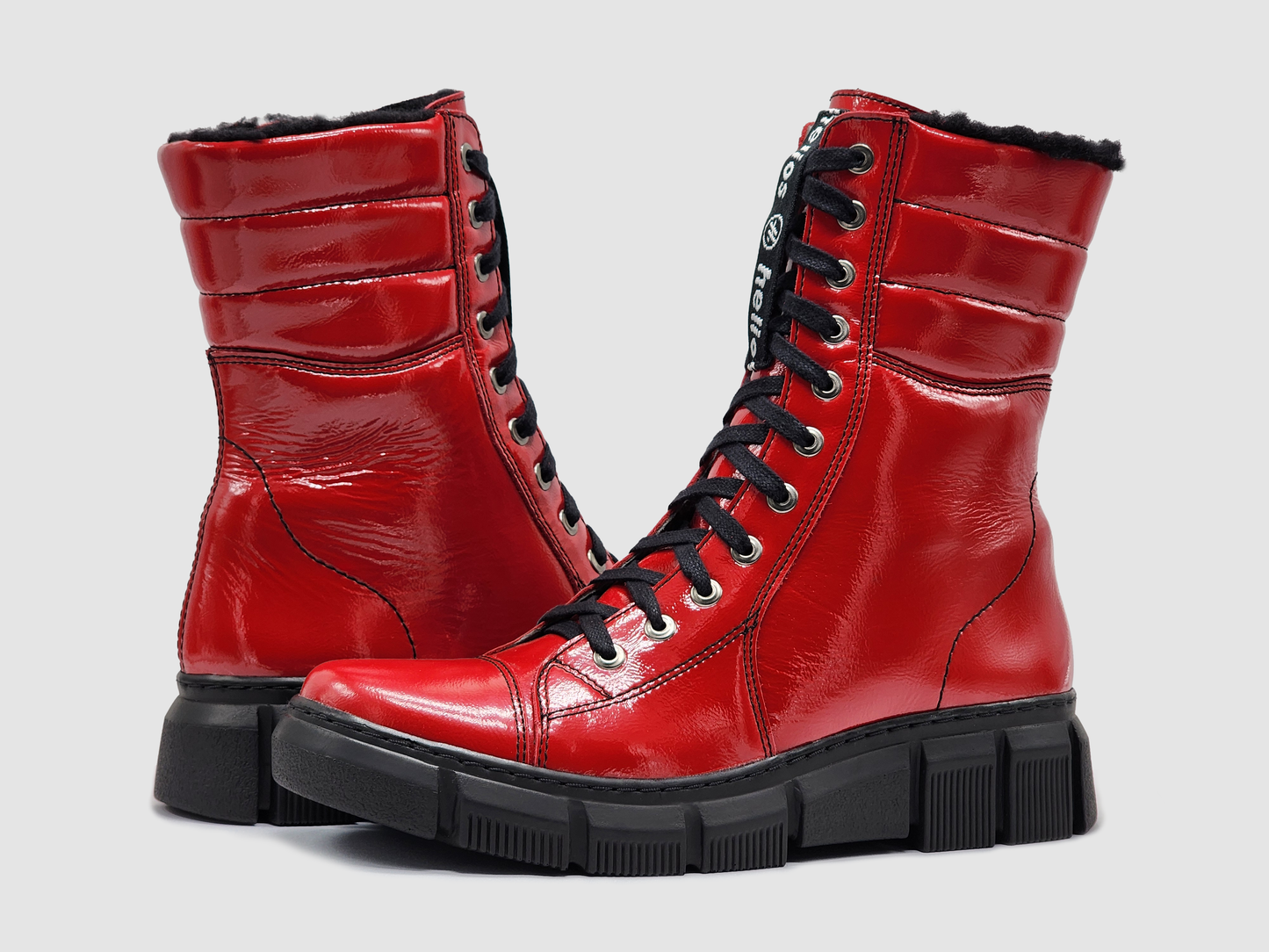 
                  
                    Women's Helios Medusa Fur-Lined Zip-Up Leather Boots - Red
                  
                