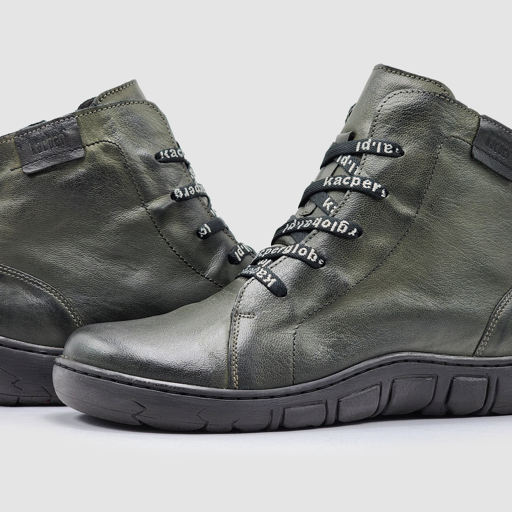 
                  
                    Women's Original Wool-Lined Zip-Up Leather Boots - Olive - Kacper Global Shoes 
                  
                