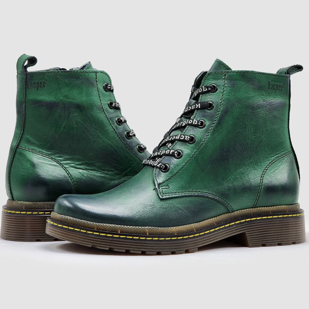 
                  
                    Women's Premium Leather Zip-Up Boots - Green - Kacper Global Shoes 
                  
                