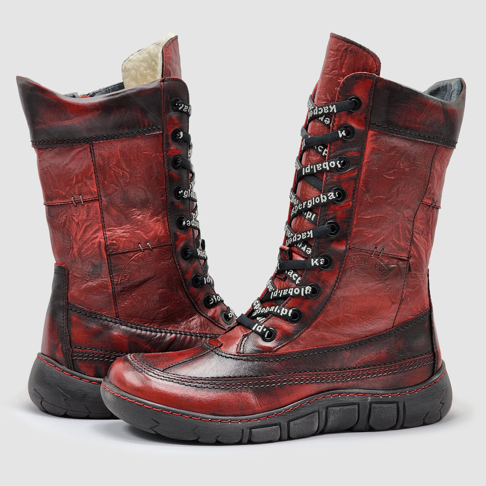 
                  
                    Women’s Original Tall Thick Wool-Lined Zip-Up Leather Boots - Red/Black
                  
                