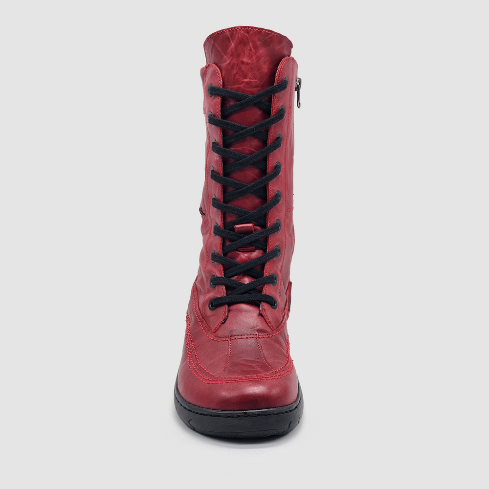 
                  
                    Botas altas de cuero con cremallera y forro de lana gruesa Original para mujer - Rojo
                  
                