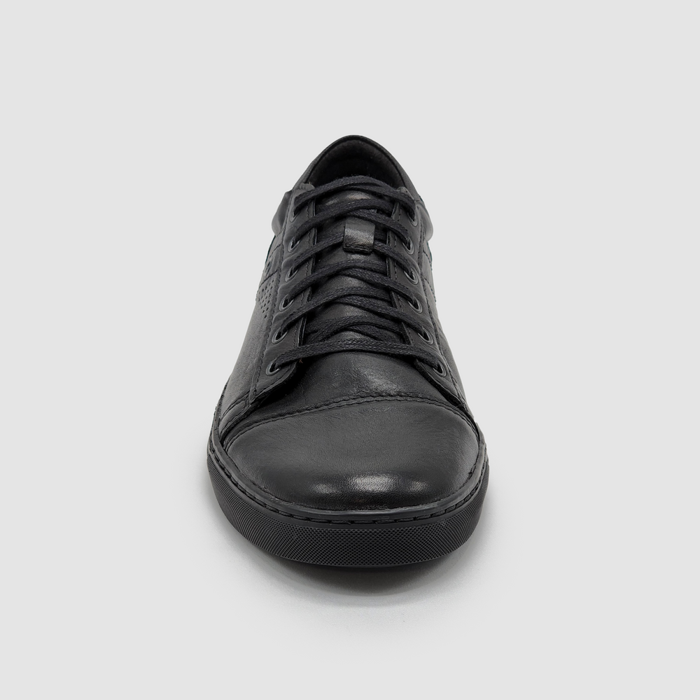 
                  
                    Men's Classic Leather Sneakers - Black - Kacper Global Shoes 
                  
                
