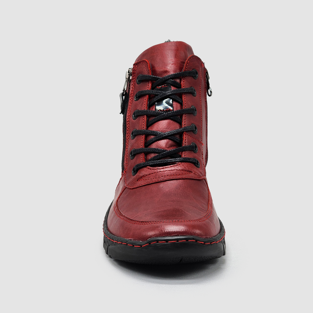 
                  
                    Women's Everyday Wool-Lined Zip-Up Leather Boots - Red - Kacper Global Shoes 
                  
                