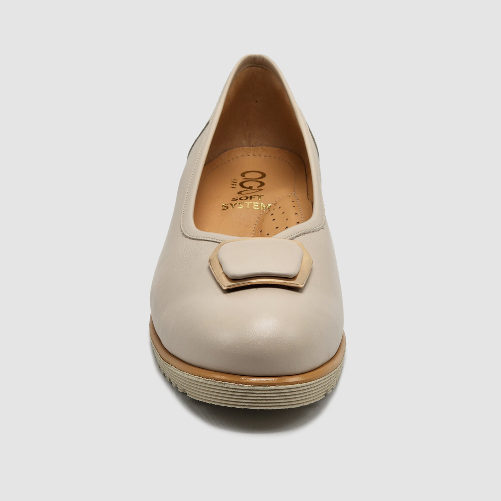 
                  
                    Women's AGA Ewa Leather Wedge Pump Shoes - Beige
                  
                