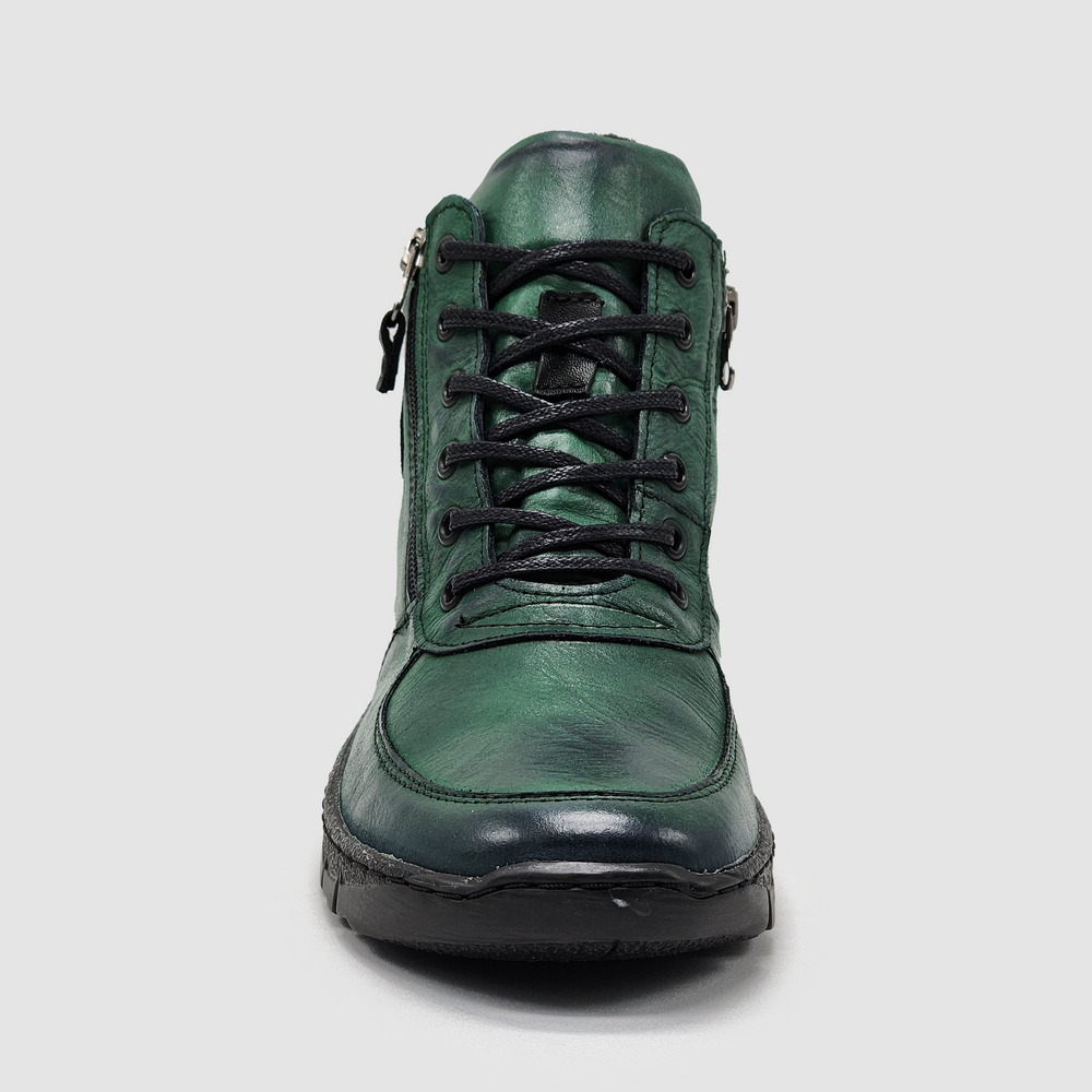 
                  
                    Women's Everyday Wool-Lined Zip-Up Leather Boots - Green - Kacper Global Shoes 
                  
                