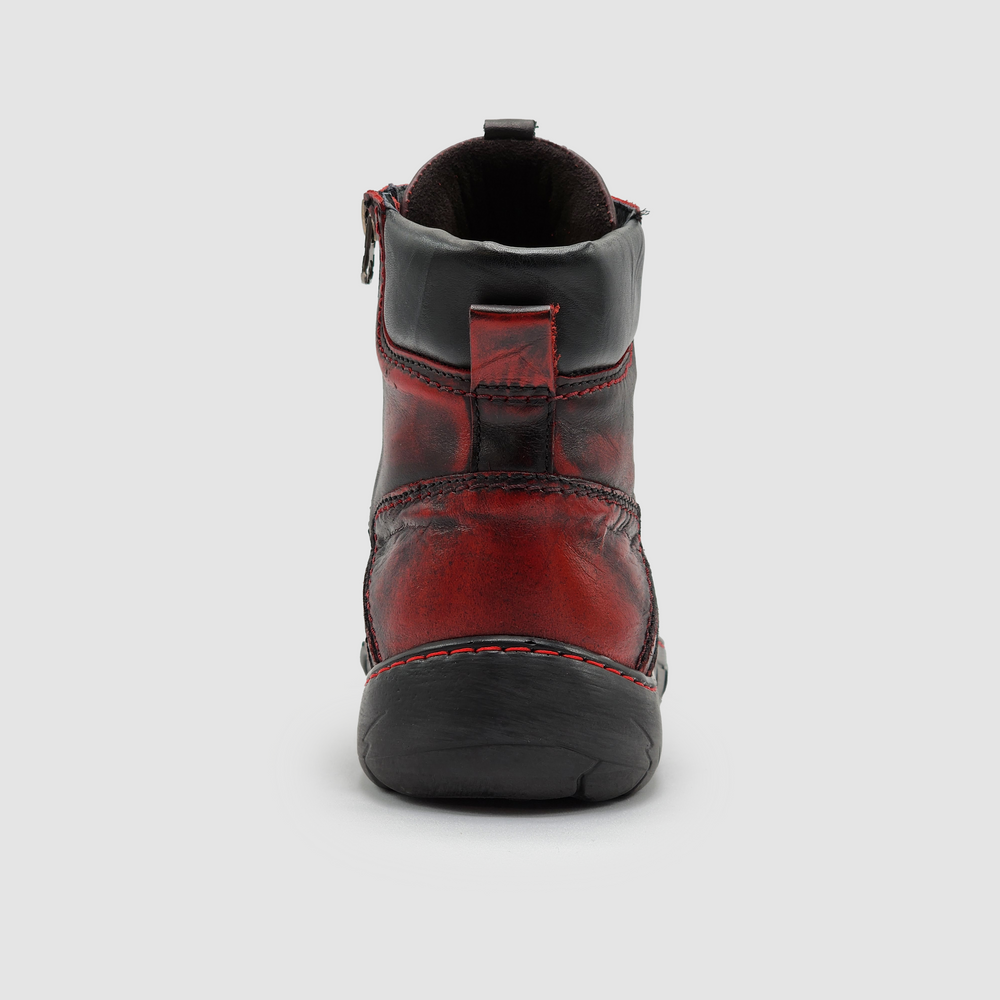 
                  
                    Women's Original Insulated Zip-Up Leather Boots - Black & Red - Kacper Global Shoes 
                  
                