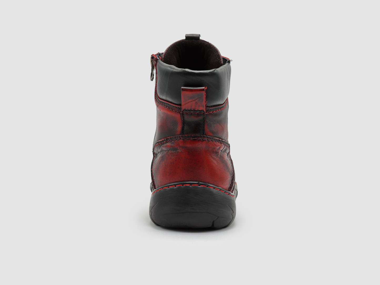 
                  
                    Women's Original Insulated Zip-Up Leather Boots - Black & Red - Kacper Global Shoes 
                  
                