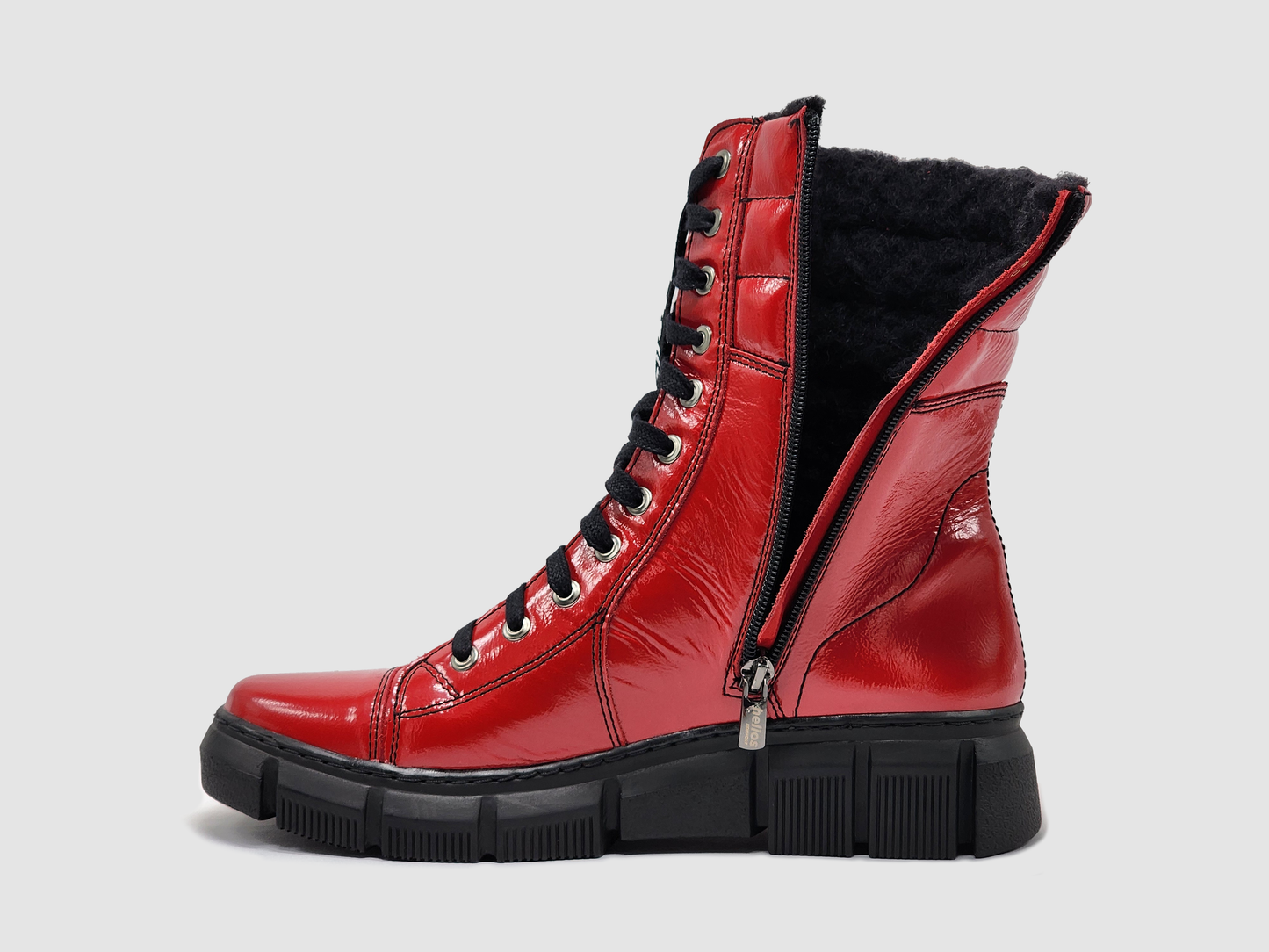 
                  
                    Women's Helios Medusa Fur-Lined Zip-Up Leather Boots - Red
                  
                