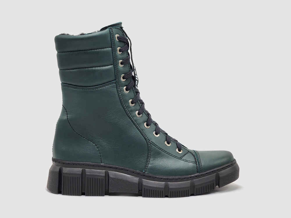 Women's Helios Medusa Fur-Lined Leather Boots - Green