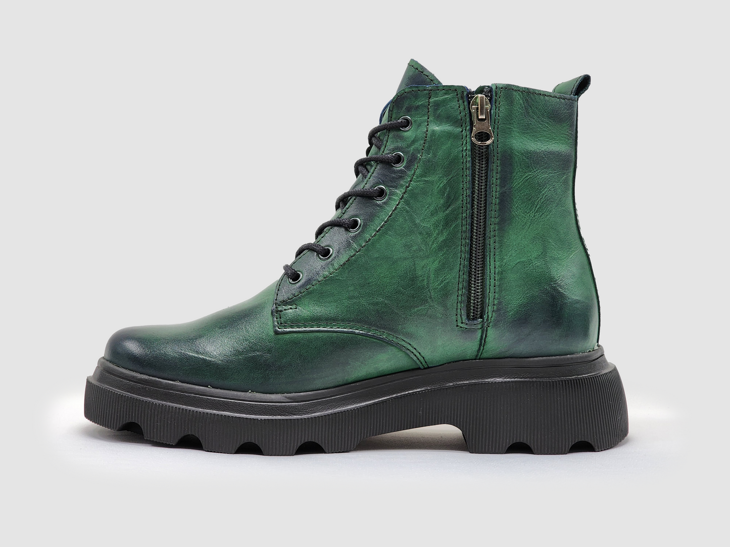 
                  
                    Women's Modern Insulated Zip-Up Leather Boots - Green - Kacper Global Shoes 
                  
                