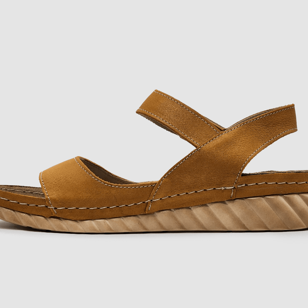 Women's Leather Sandals - Yellow - Kacper Global Shoes 
