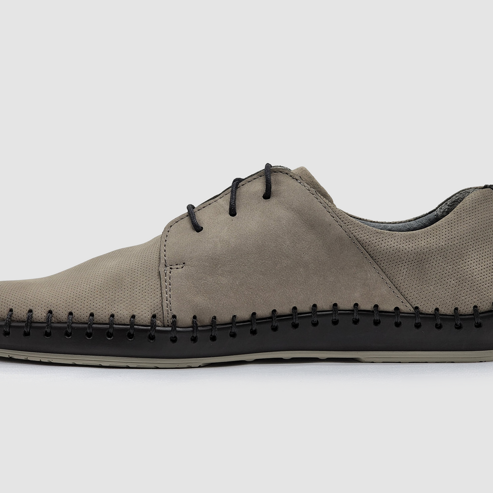 
                  
                    Men's Stitched Graphite Leather Shoes - Grey - Kacper Global Shoes 
                  
                