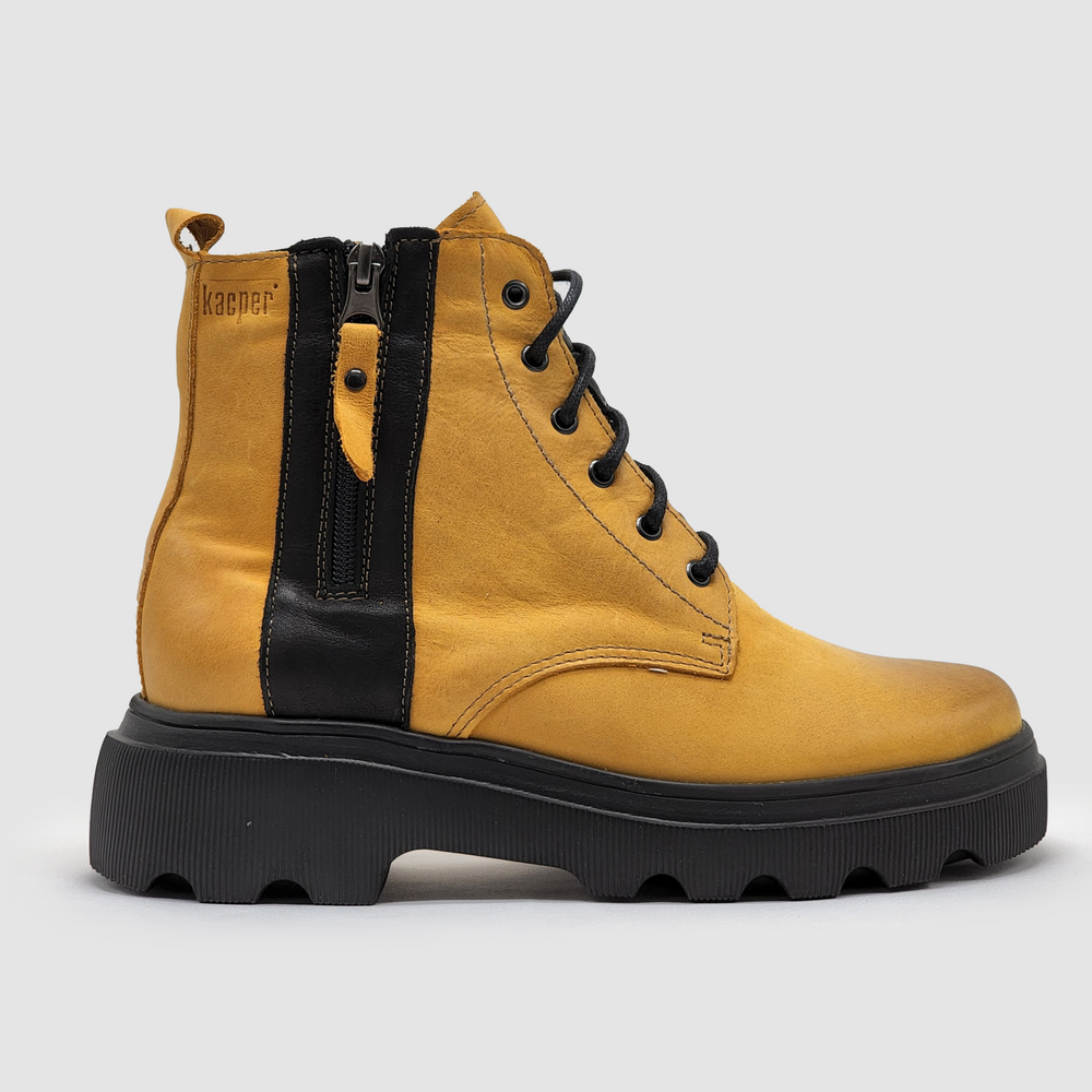 
                  
                    Women's Modern Insulated Zip-Up Leather Boots - Yellow - Kacper Global Shoes 
                  
                