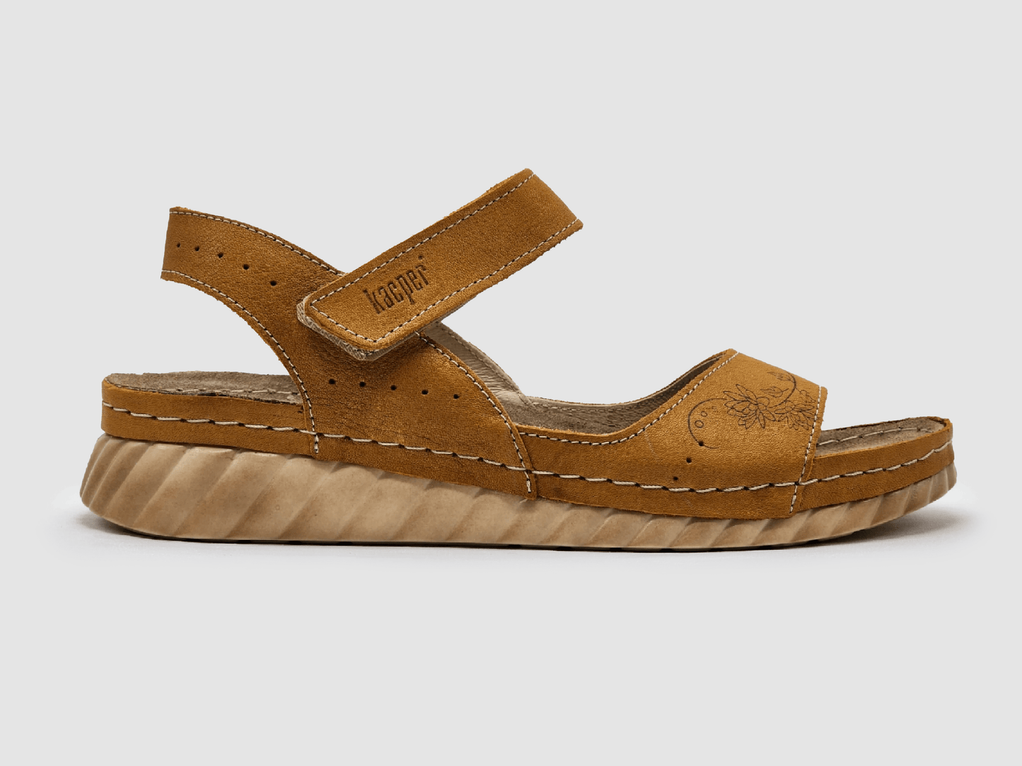 Women's Leather Sandals - Yellow - Kacper Global Shoes 