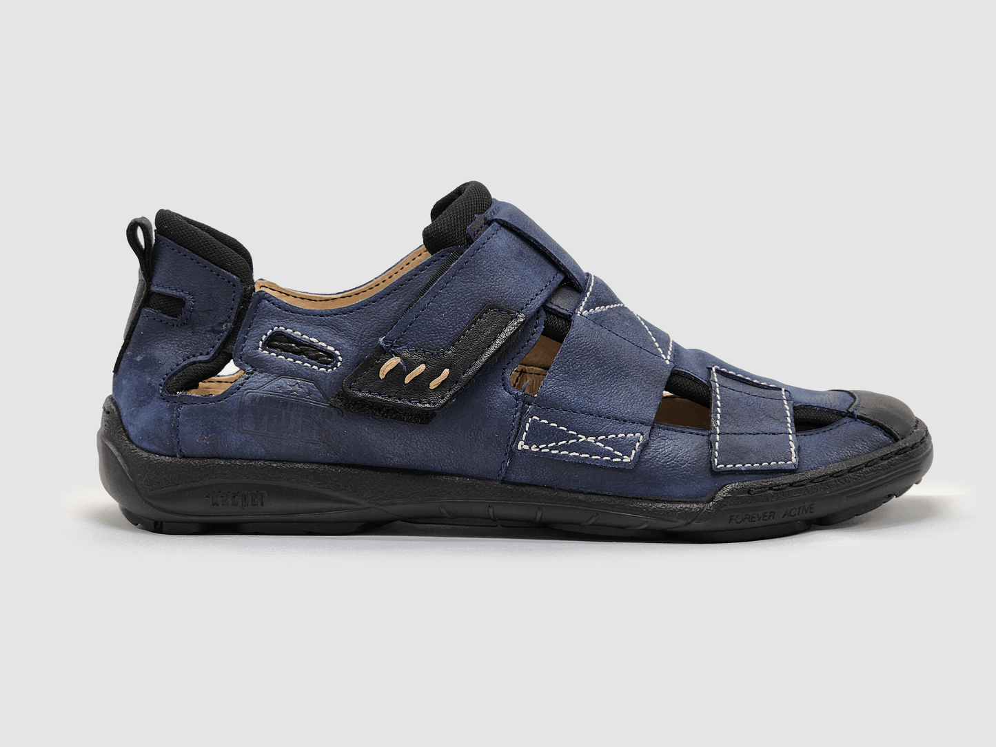 Men's Leather Sandals - Blue - Kacper Global Shoes 