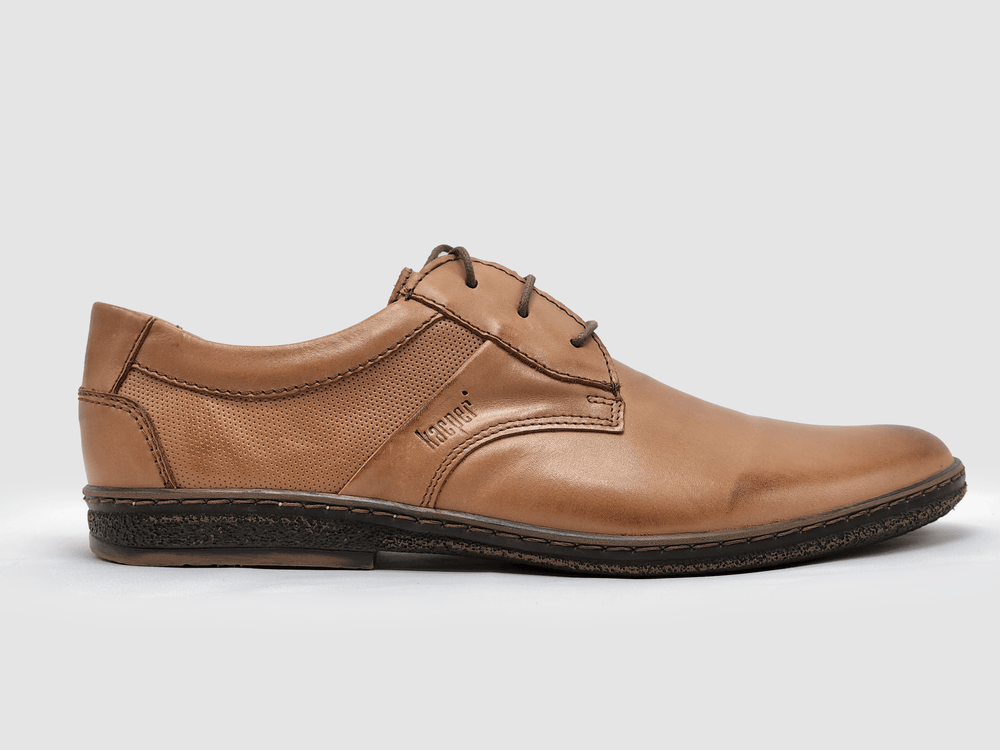 Men's Essential Leather Dress Shoes - Light Brown - Kacper Global Shoes 