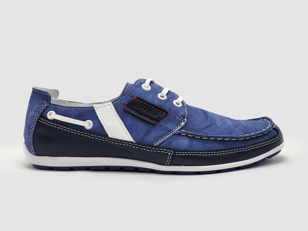 Men's Dockside Leather Boat Shoes - Blue - Kacper Global Shoes 