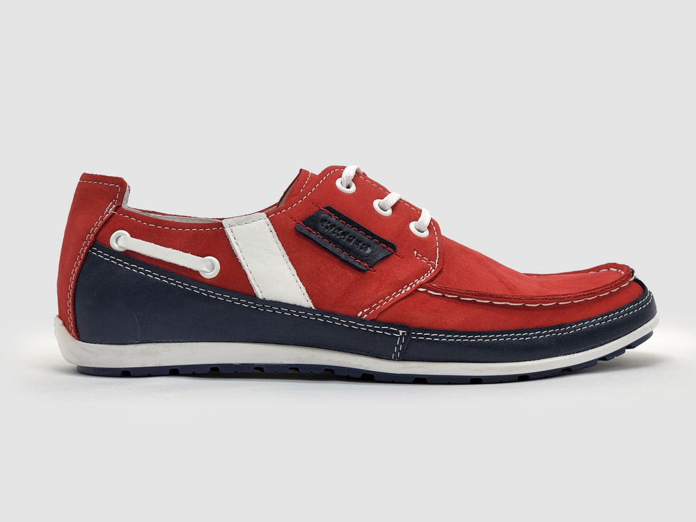 Men's Dockside Leather Boat Shoes - Red - Kacper Global Shoes 