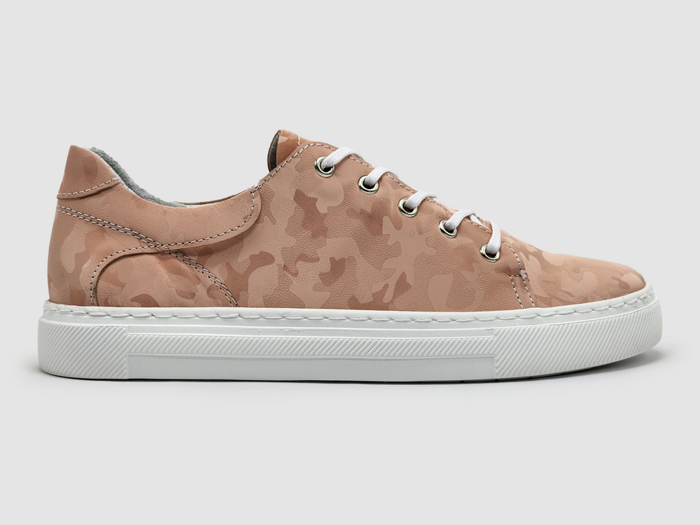Women's Classic Camo Leather Sneakers - Pink - Kacper Global Shoes 