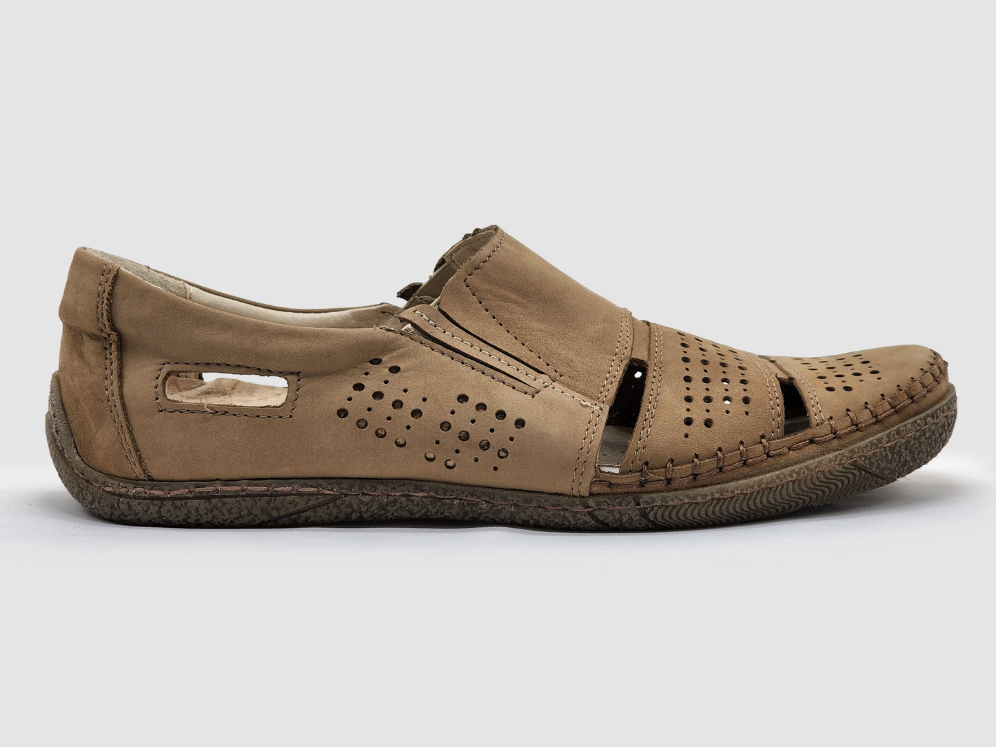 Men's Vacation Leather Sandals - Beige - Kacper Global Shoes 