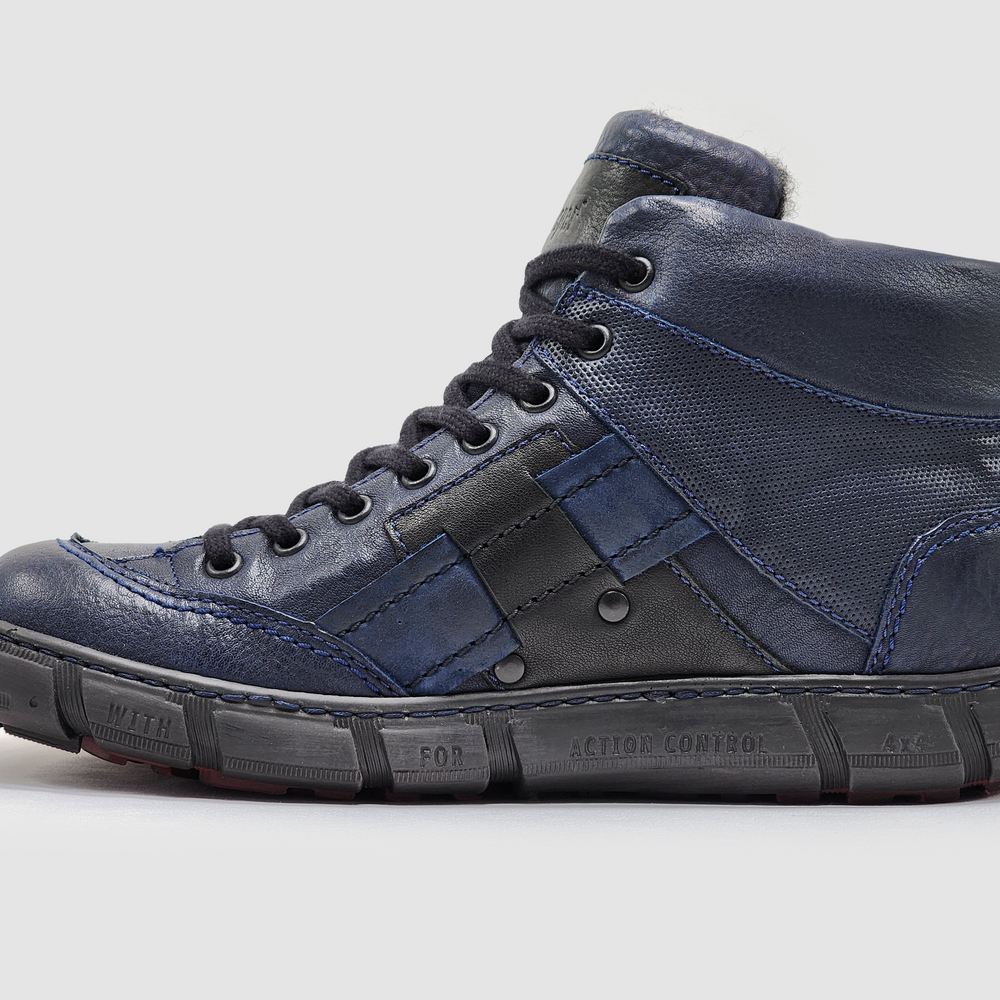 
                  
                    Men's Action Wool-Lined Leather Boots - Navy - Kacper Global Shoes 
                  
                