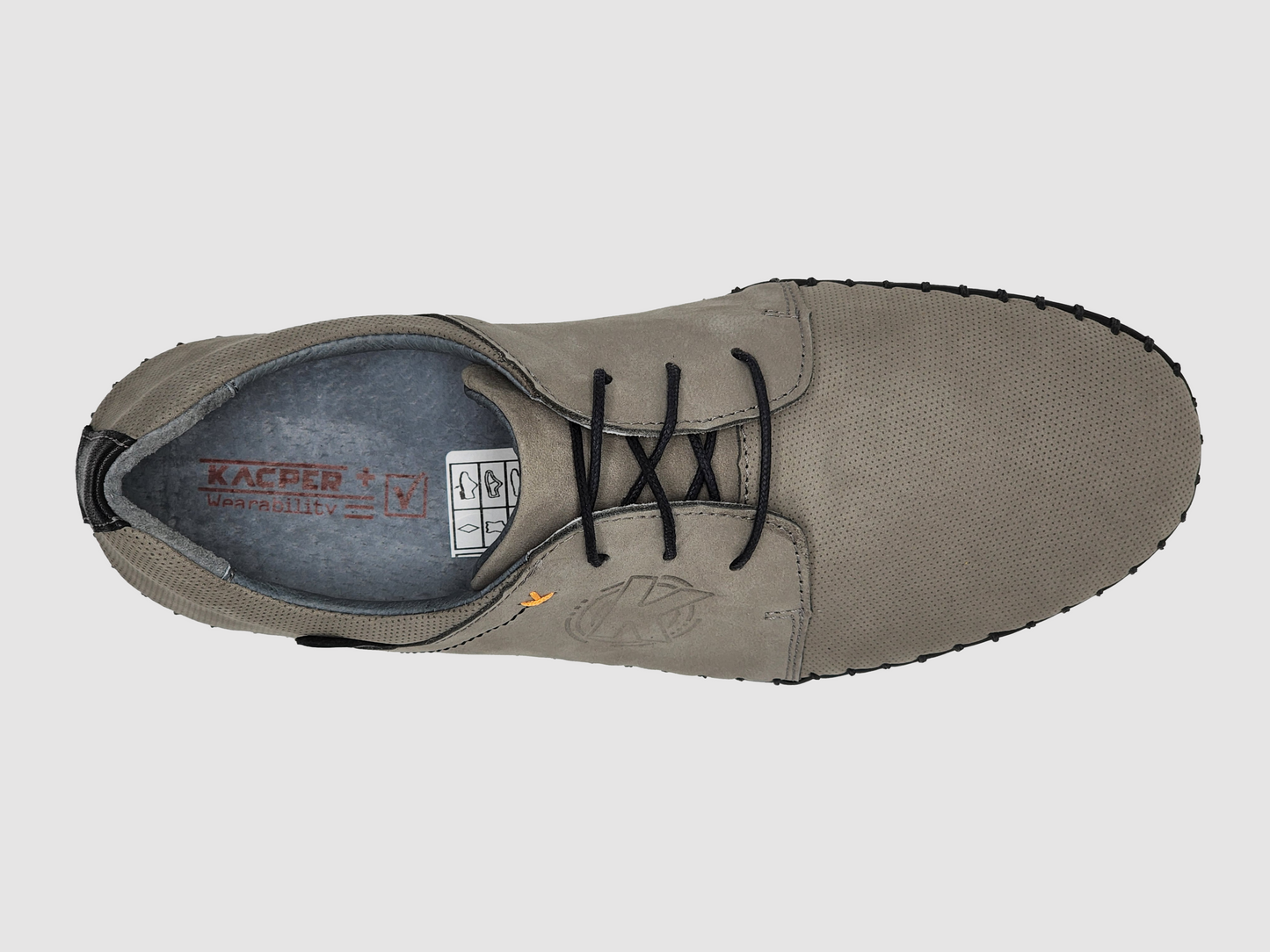 
                  
                    Men's Stitched Graphite Leather Shoes - Grey - Kacper Global Shoes 
                  
                