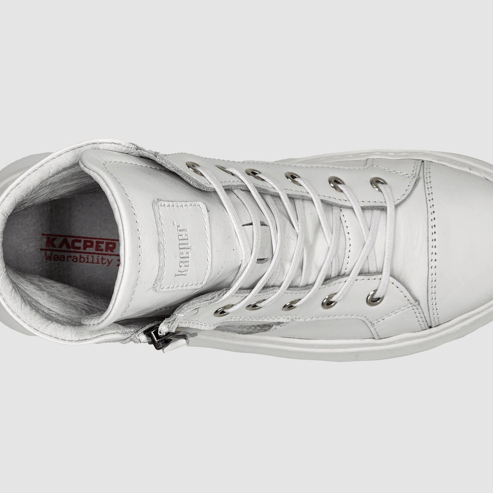 
                  
                    Women's Tall Zip-Up Leather Sneakers - Kacper Global Shoes 
                  
                